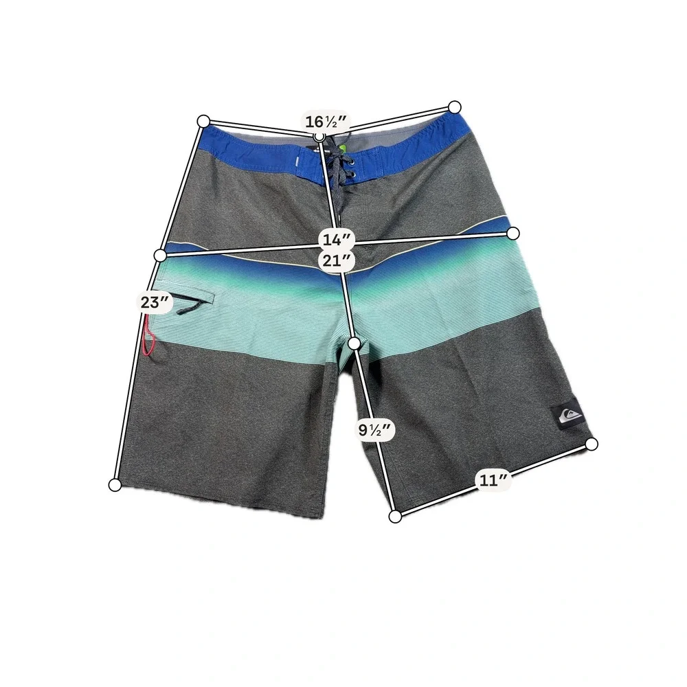 Quiksilver Highline Boardshorts Mens 32 Gray Striped 10